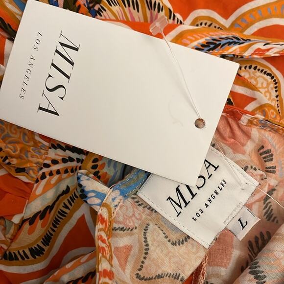 Misa Floral Maci Dress In Tangerine Flora Large New Retails $402 - Picture 4 of 7